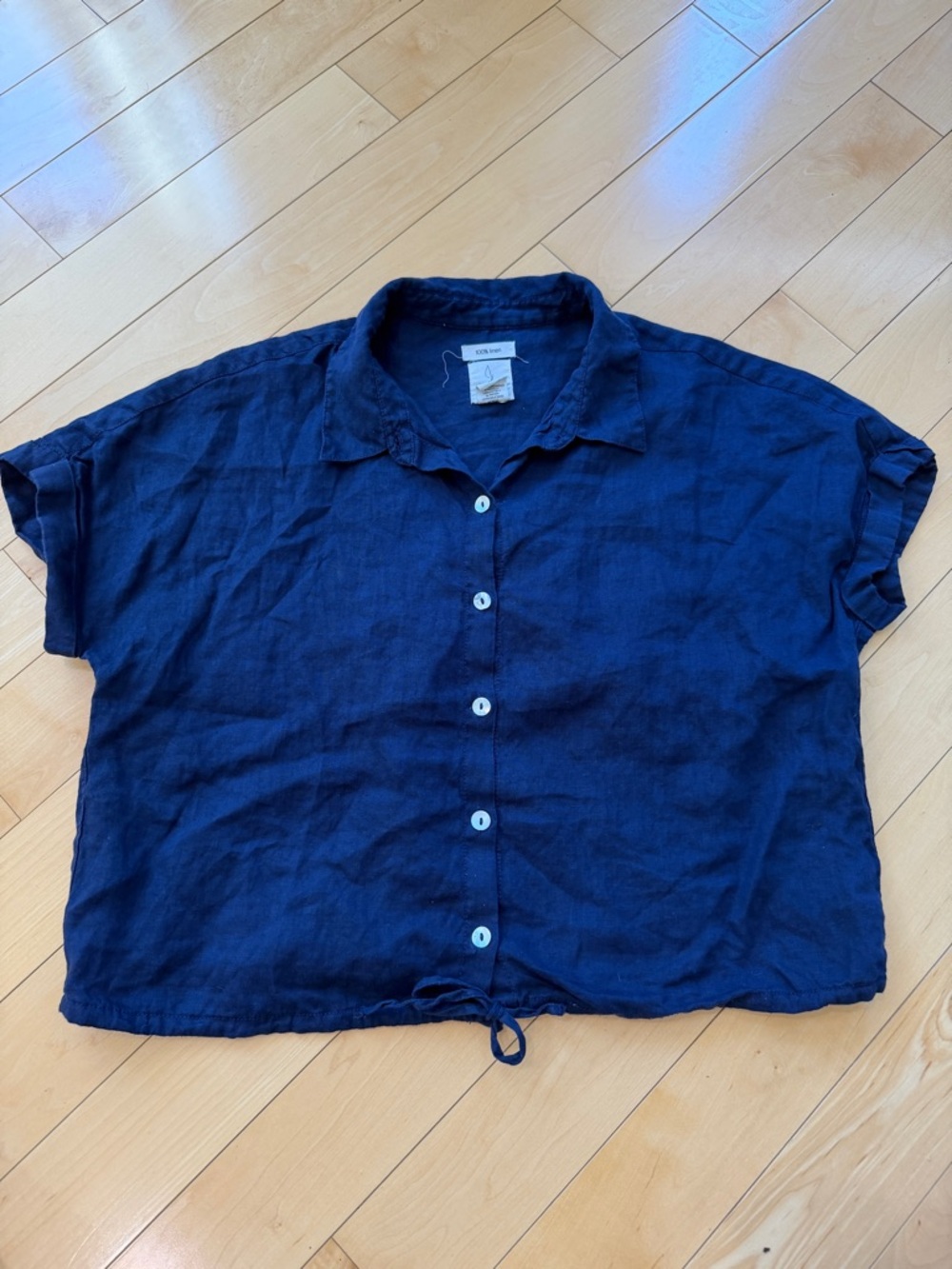 Joie Navy 100% Linen Button-Front Women’s Shirt Large